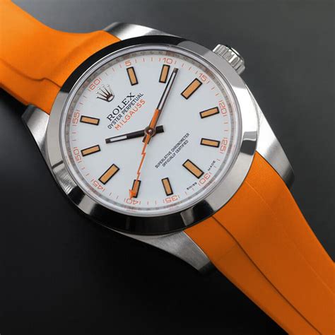 rolex milgauss orange strap|rolex watch men's leather strap.